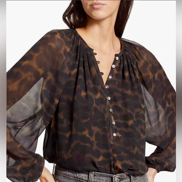 Rails Tops - Rails Brown and Black Sheer Blouse